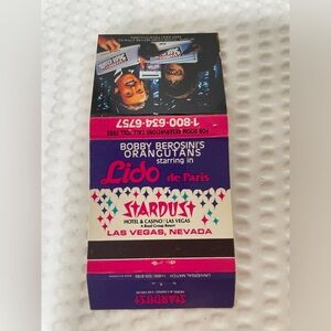 matchbook Stardust casino hotel Orangutans Bobby Berosini Las Vegas matchbox